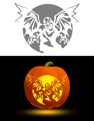 Winged Zombie Pumpkin Stencil