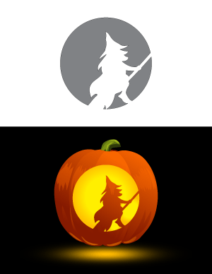 Witch And Moon Pumpkin Stencil