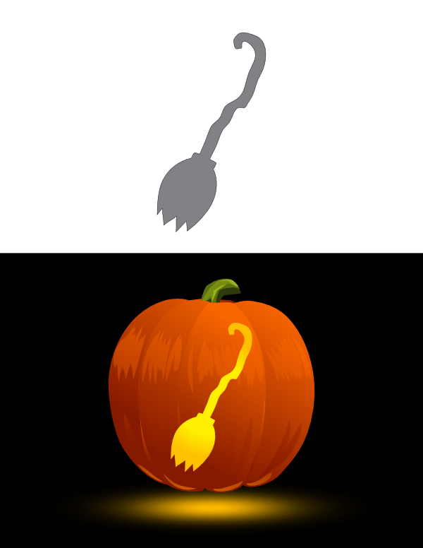 Witch On Broom Pumpkin Stencil