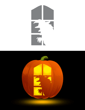 Witch Creeping By Window Pumpkin Stencil
