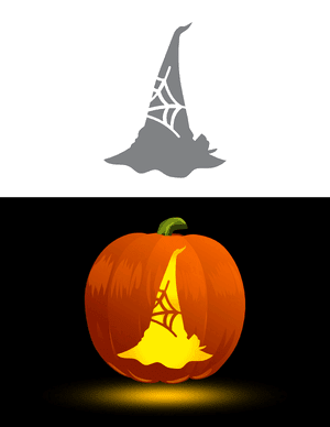 Witch Hat Decorated With Spider Web Pumpkin Stencil