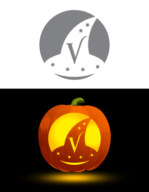 Witch Hat Letter V Pumpkin Stencil