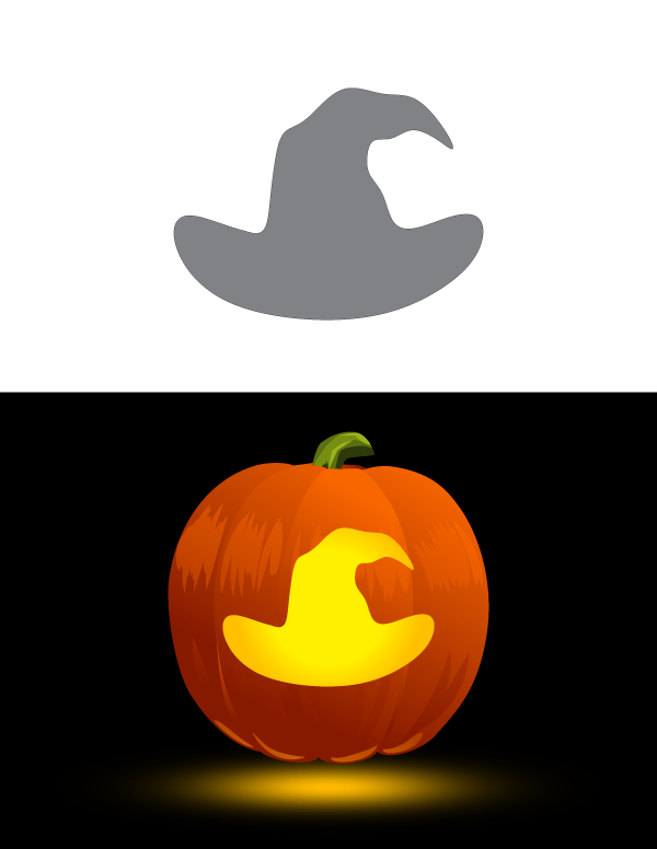 Printable Witch Hat Pumpkin Stencil