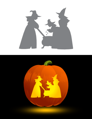 Witches and Cauldron Pumpkin Stencil