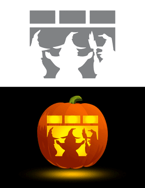 Witches At Window Pumpkin Stencil