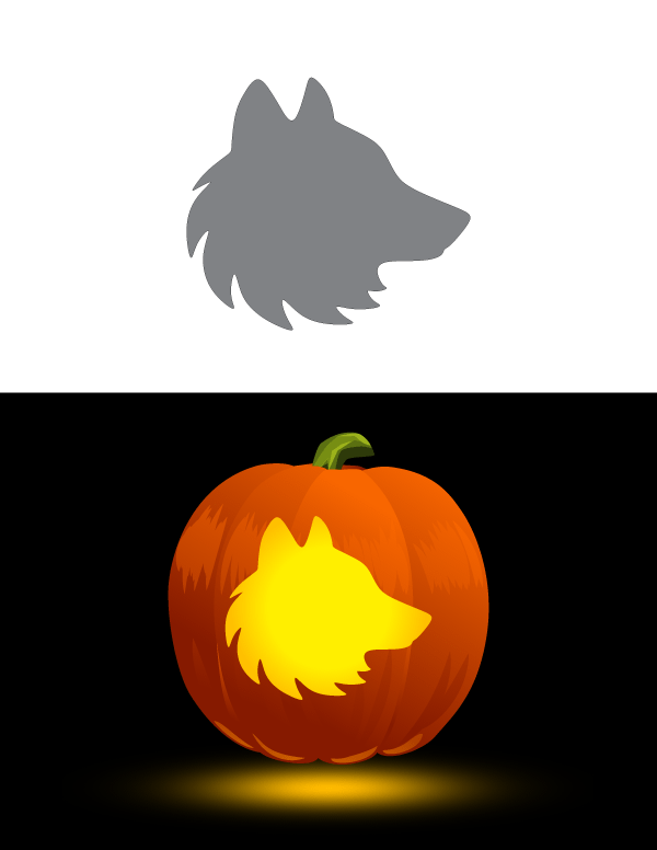 Printable Wolf Head Pumpkin Stencil