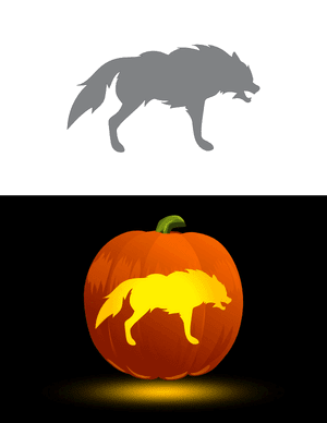 Wolf Outline Pumpkin Stencil