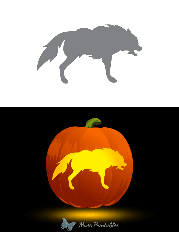 Wolf Outline Pumpkin Stencil