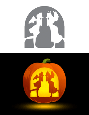 Woman Angel and Devil Pumpkin Stencil