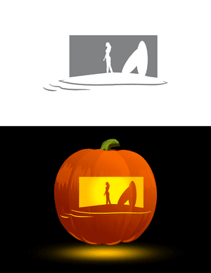 Woman on Beach Pumpkin Stencil