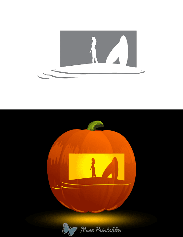 Woman on Beach Pumpkin Stencil