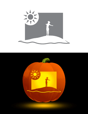 Woman on the Beach Pumpkin Stencil