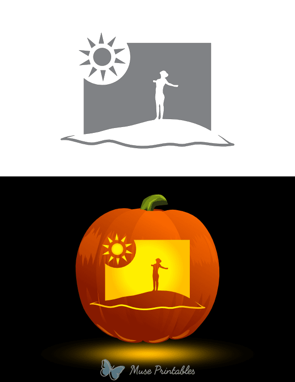 Woman on the Beach Pumpkin Stencil