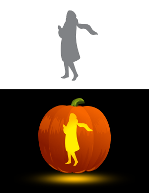 Woman Wearing a Scarf Pumpkin Stencil