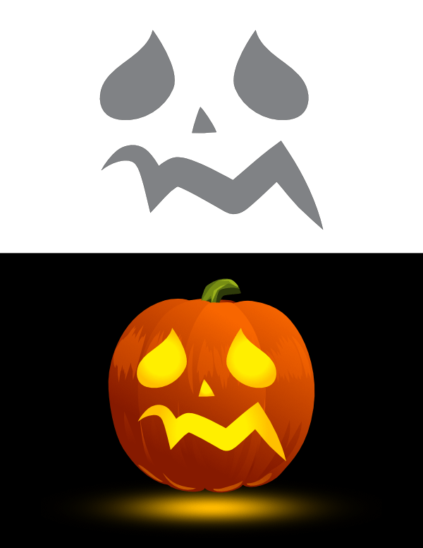 Worried Jack-o'-lantern Pumpkin Stencil