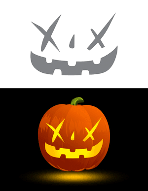 X Eyes Jack-o'-lantern Pumpkin Stencil