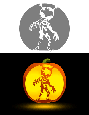 Zombie Alien Pumpkin Stencil