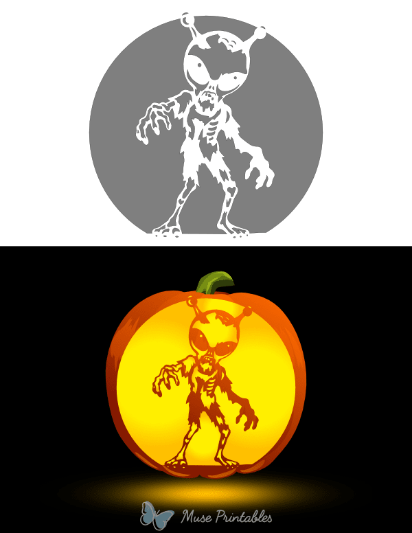 Zombie Alien Pumpkin Stencil