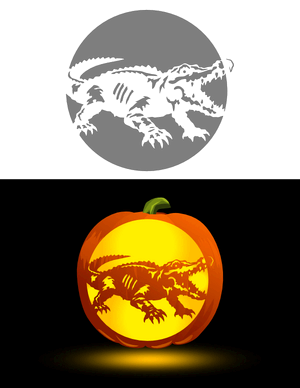 Zombie Alligator Pumpkin Stencil