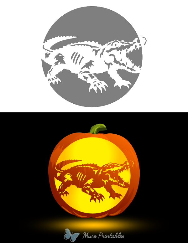 Zombie Alligator Pumpkin Stencil