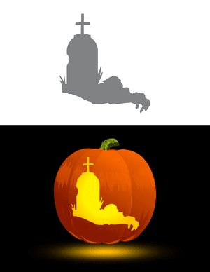 Zombie and Tombstone Pumpkin Stencil