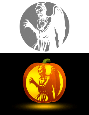 Zombie Angel Pumpkin Stencil