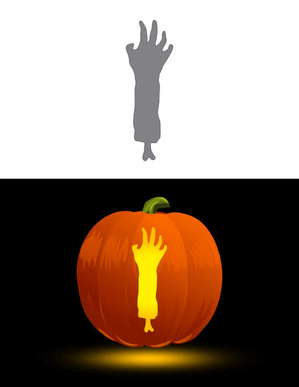 Zombie Arm with Bone Pumpkin Stencil