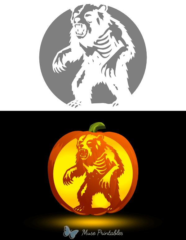 Zombie Bear Pumpkin Stencil
