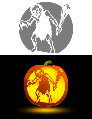 Zombie Caveman Pumpkin Stencil