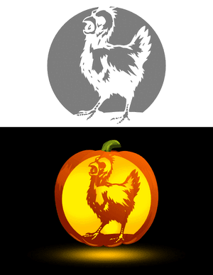 Zombie Chicken Pumpkin Stencil