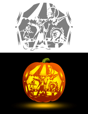 Zombie Circus Pumpkin Stencil