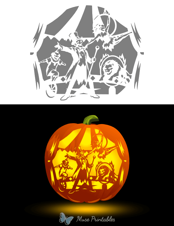Zombie Circus Pumpkin Stencil