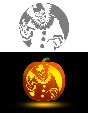 Zombie Clown Pumpkin Stencil