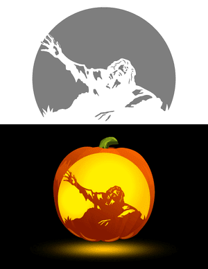 Zombie Coming Out of Ground Pumpkin Stencil