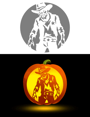 Zombie Cowboy Pumpkin Stencil