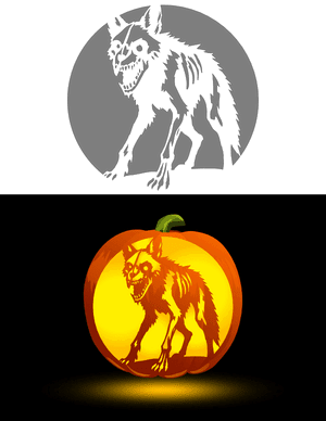 Zombie Coyote Pumpkin Stencil