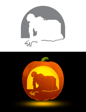 Zombie Crawling Out of Grave Pumpkin Stencil