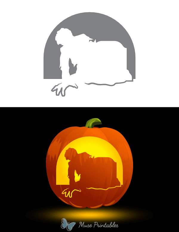 Zombie Crawling Out of Grave Pumpkin Stencil