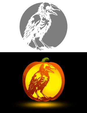 Zombie Crow Pumpkin Stencil