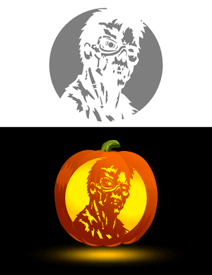 Zombie Cyborg Pumpkin Stencil