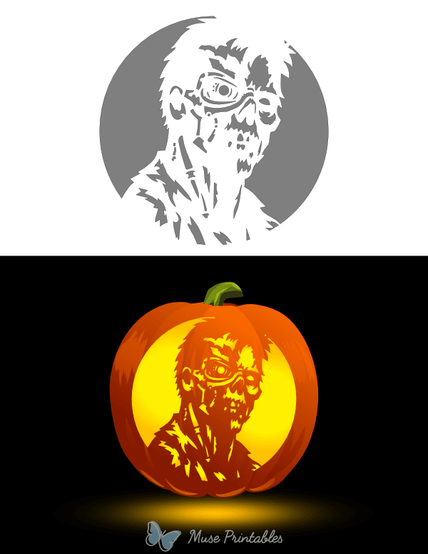 Zombie Cyborg Pumpkin Stencil