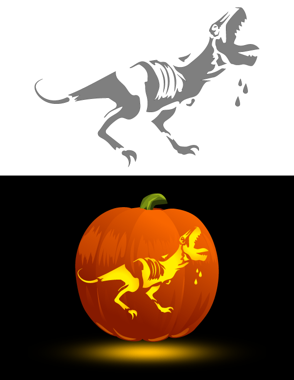 Zombie Dinosaur Pumpkin Stencil