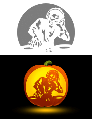 Zombie Dj Pumpkin Stencil