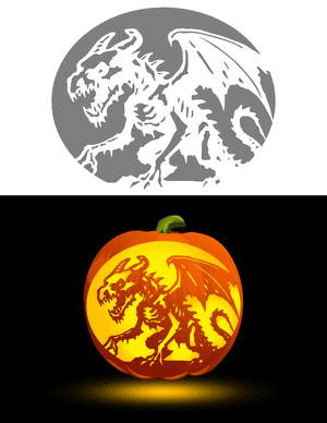 Zombie Dragon Pumpkin Stencil