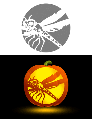 Zombie Dragonfly Pumpkin Stencil