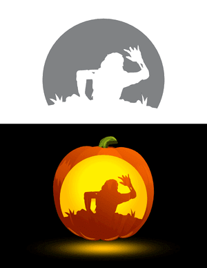 Zombie Escaping Grave Pumpkin Stencil