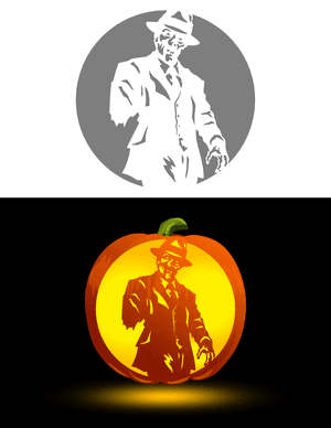Zombie Gangster Pumpkin Stencil