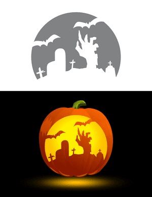 Zombie Graveyard Pumpkin Stencil