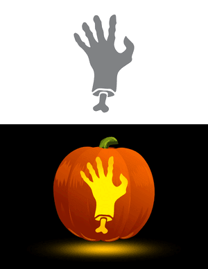 Zombie Hand With Bone Pumpkin Stencil