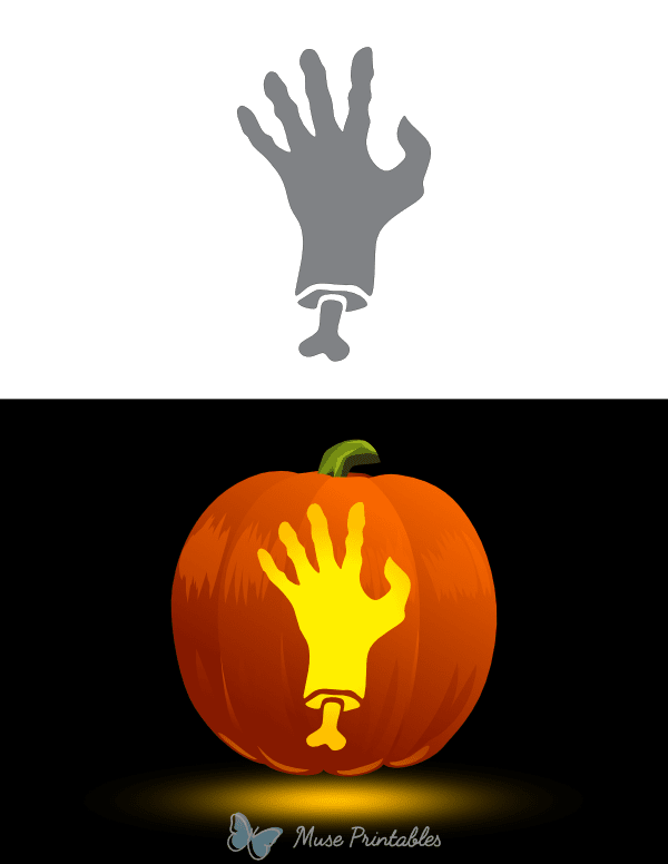 Zombie Hand With Bone Pumpkin Stencil